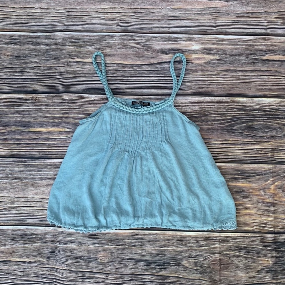 Cotton On Aqua Blue Boho Tank Top XS | Braided Strap Rayon Summer Blouse
